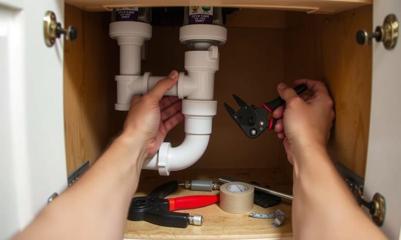 シンク下での5時間にわたる格闘の様子。