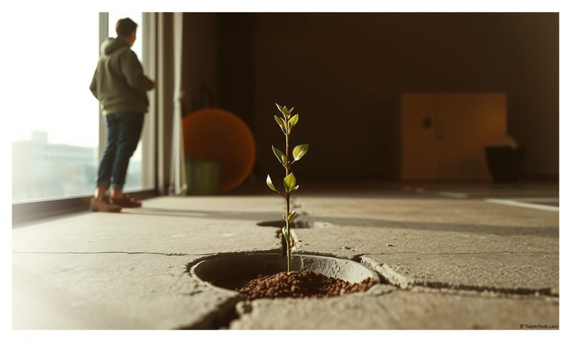 コンクリートの隙間からでも、芽は出る。ゆっくりでも着実な成長を信じて。