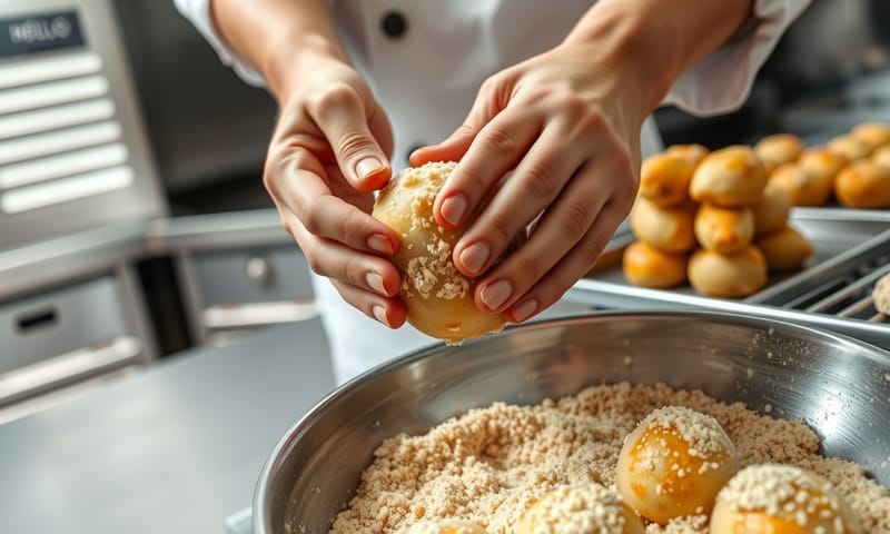 キッチンでのボンバ作り。一つ一つ手作業で丁寧に。