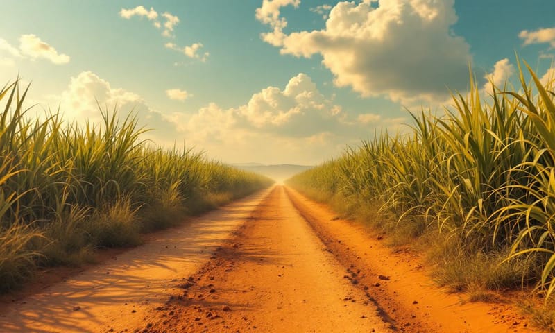 果てしなく続くエレファントグラスと一本道