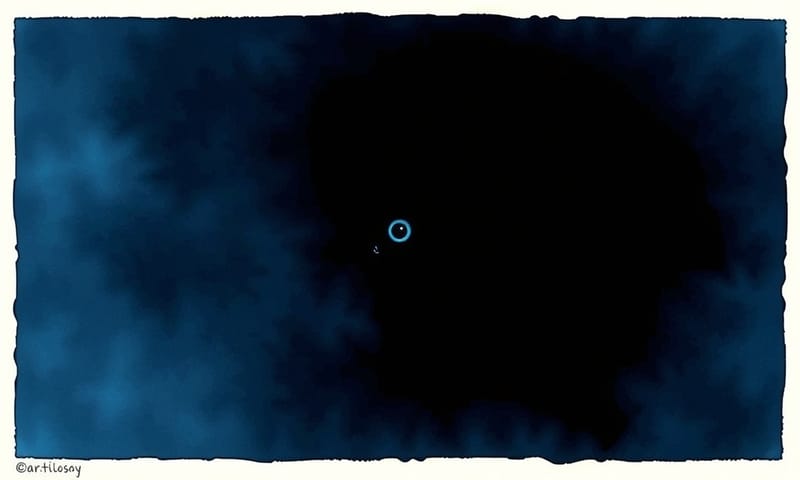 この海のどこか深くで、巨大なイカが目を光らせているかもしれない。