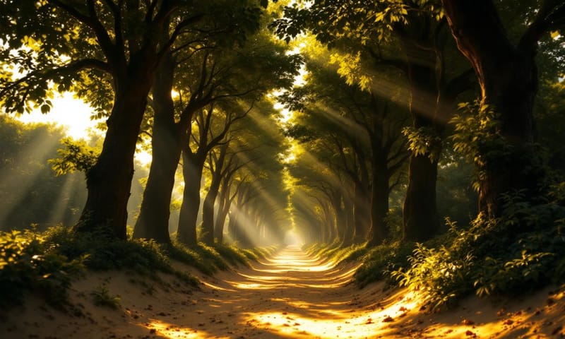 フクギが作り出す、神秘的な緑のトンネル