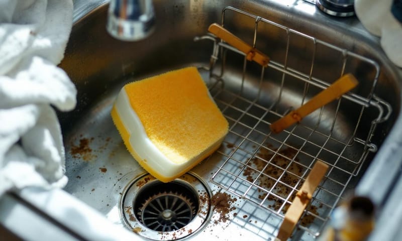 失敗したアクセサリーでごちゃつくシンク