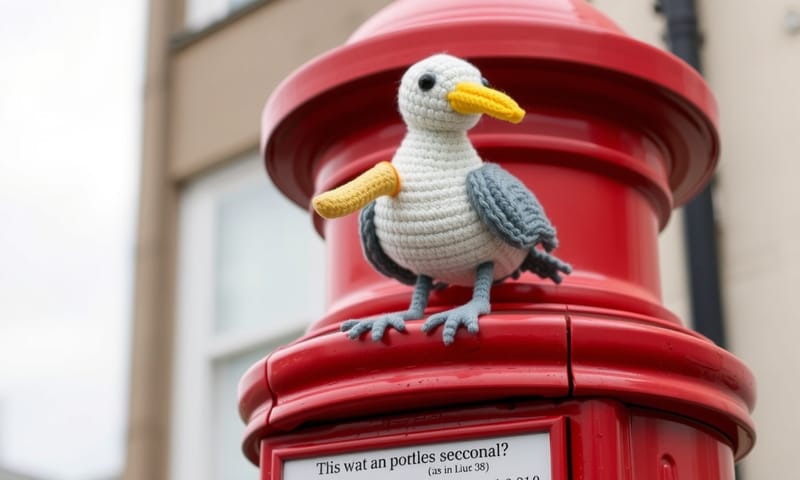 スランディドノで見かけた、ユーモラスなカモメのアート