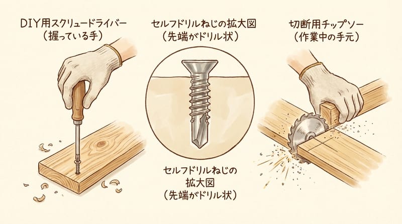 現場で使う主要工具3種（ぜんぶ台湾のホームセンターで買える）