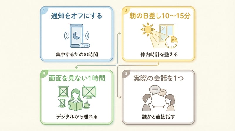 図4（結尾前）：今日からの「小さなリセット」まとめ