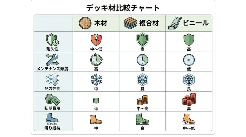 Type 4: デッキ素材の比較はここだけ押さえれば足りる
