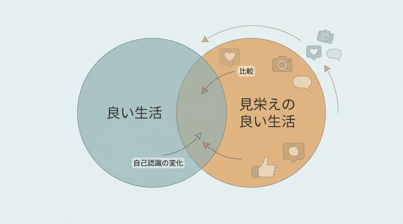 概念総覧：良い人生と見栄えの良い人生、SNS比較、証明のいらない生活