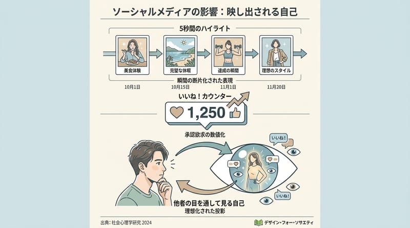 核心機制：ハイライト、likes、他者の視線、anti-event化